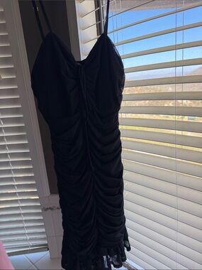 Fashion Nova Black Ruched Mini Dress with Spaghetti Straps